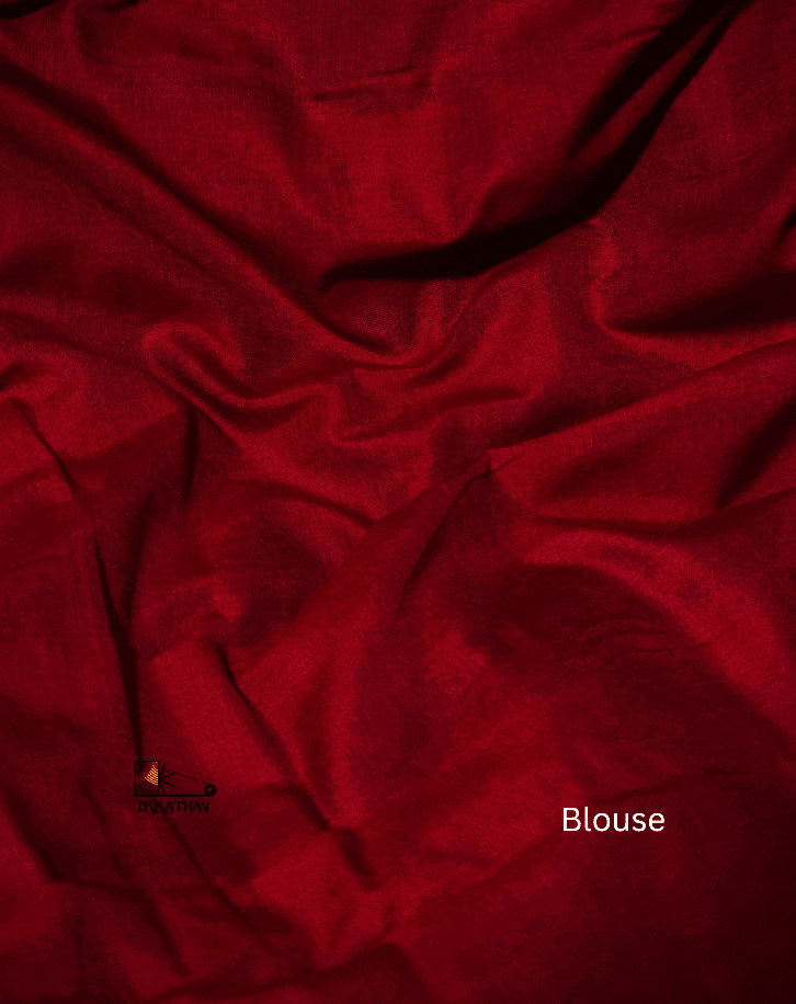 Royal Blue Red Stripe Ikkat Saree