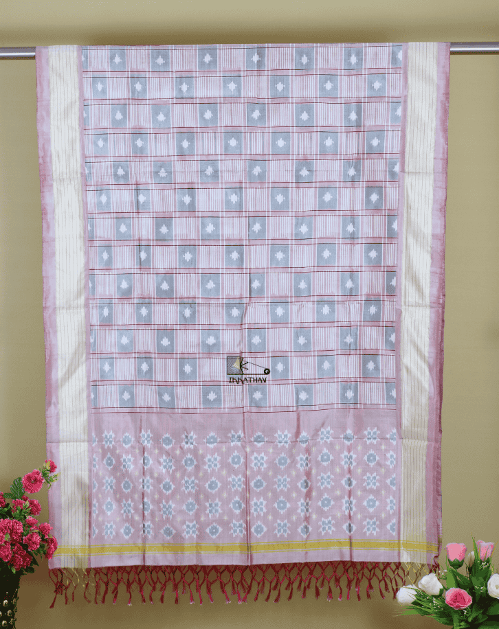 White Light Pink Silk Dupatta