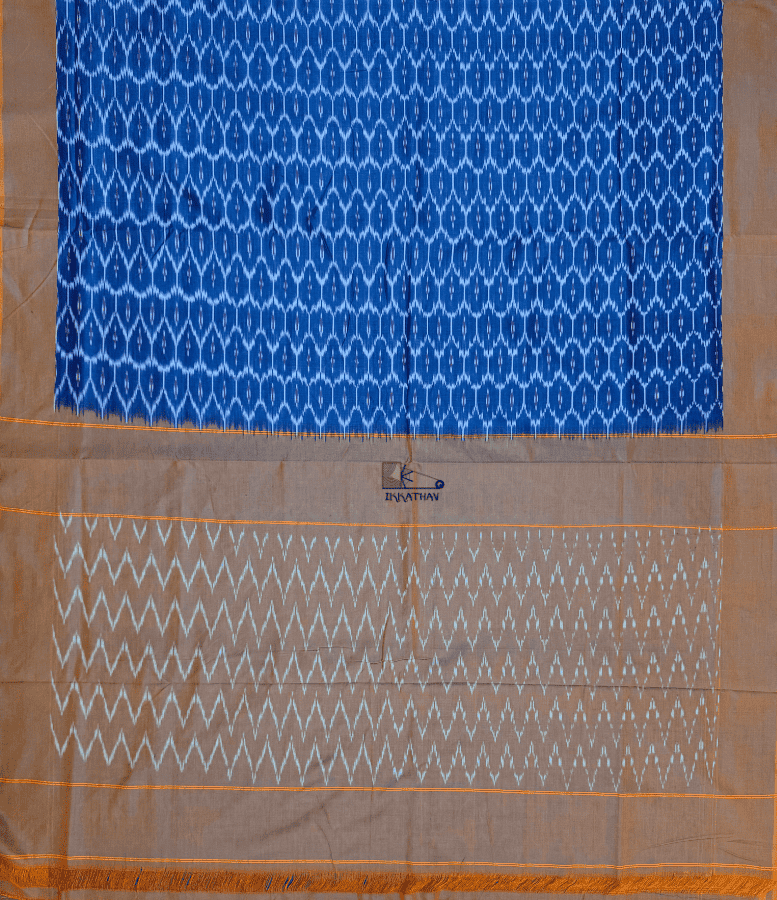 Royal Blue Motif Ikkat Saree