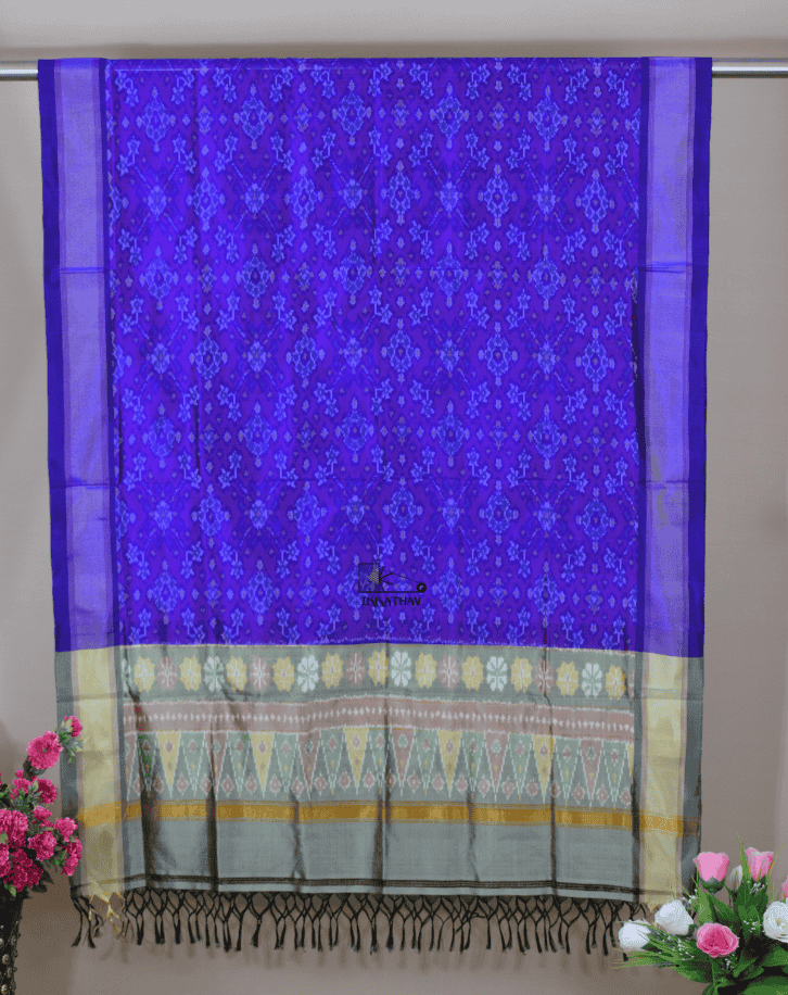 Royal Blue Gold Silk Dupatta
