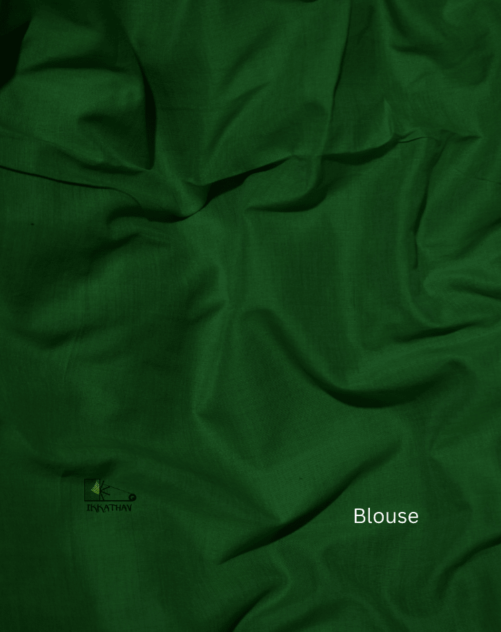 Navy Green Border Ikkat Saree