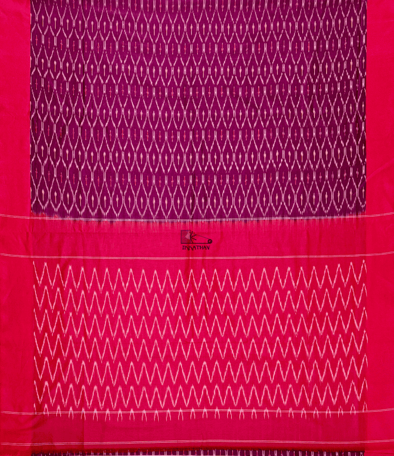 Magenta Pink Chevron Ikkat Saree
