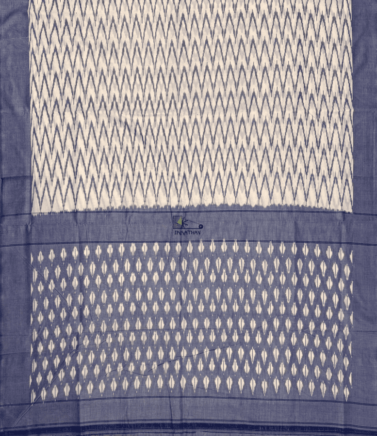 White Lavender Chevron Ikkat Saree