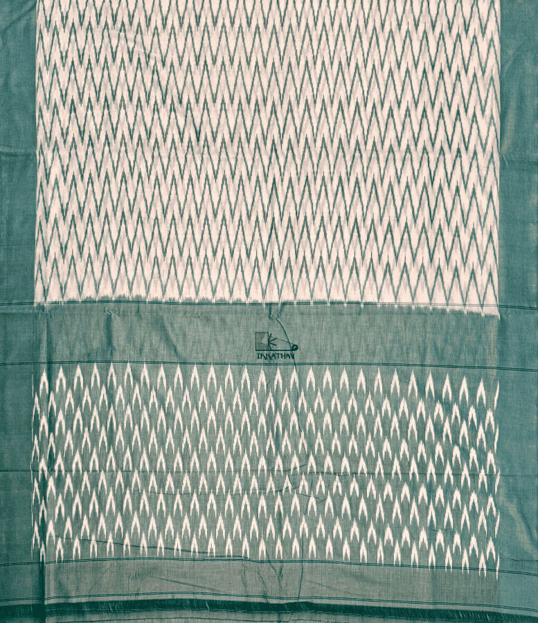 Pastel Green and White Ikkat Saree