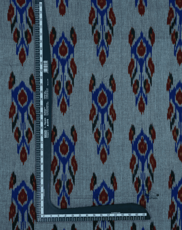 Grey Floral Ikkat