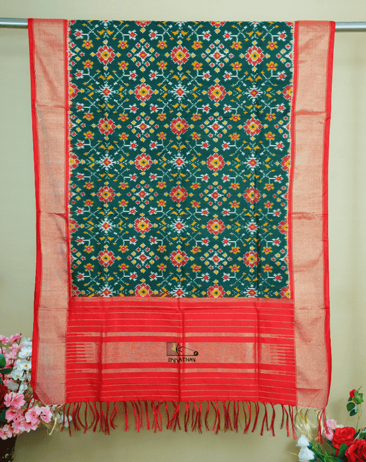 Green Red Silk Dupatta