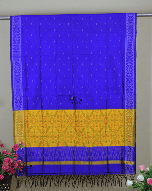 Royal Blue Yellow Silk Dupatta