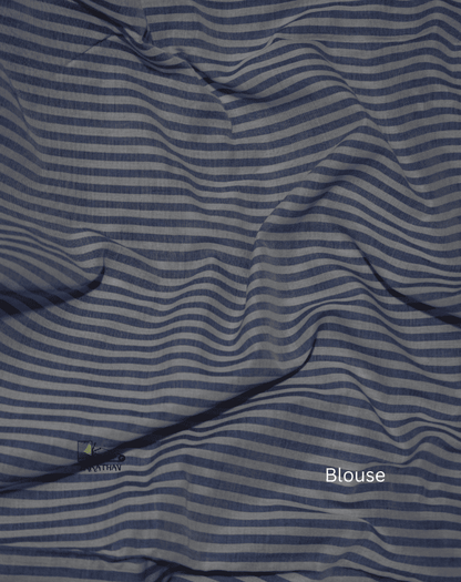 Grey Blue Motif Ikkat Saree