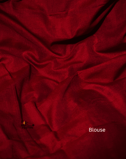 Royal Blue Red Stripe Ikkat Saree