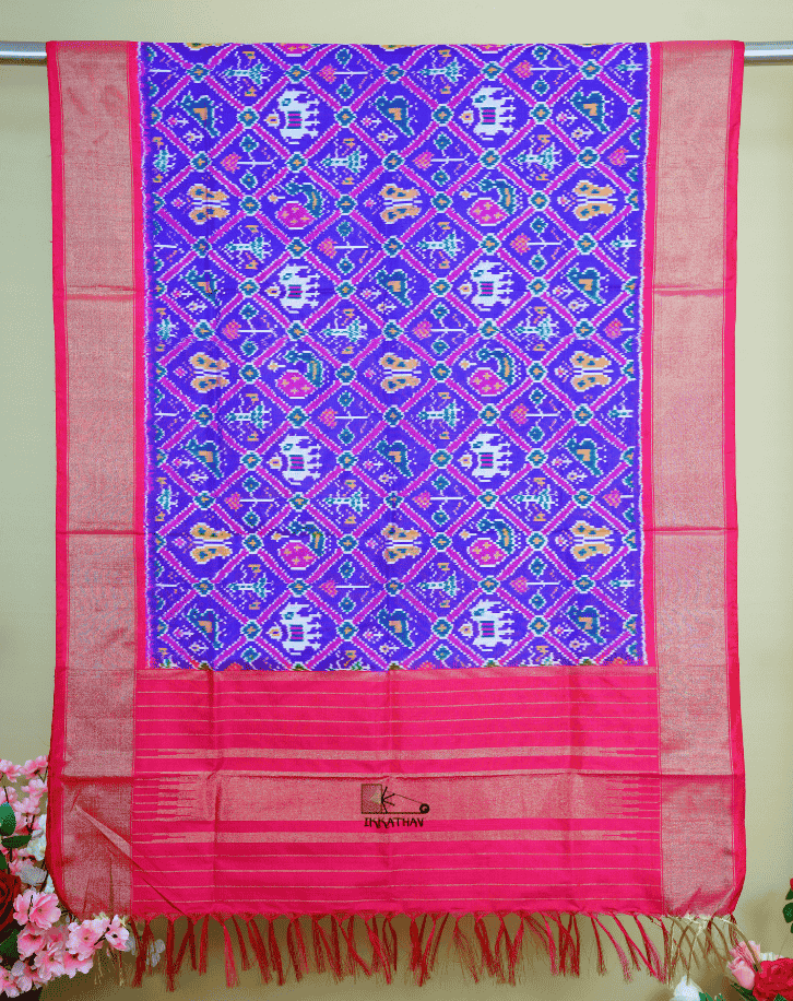 Blue Pink Silk Dupatta