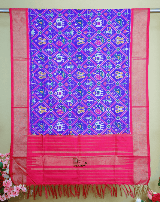 Blue Pink Silk Dupatta