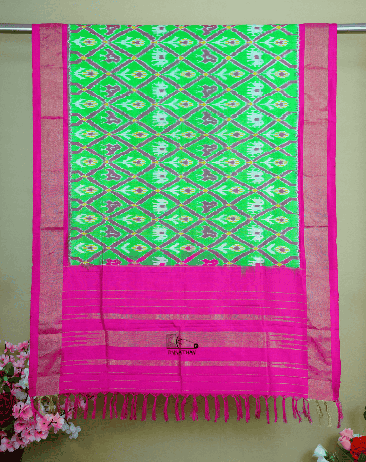 Green Pink Silk Dupatta