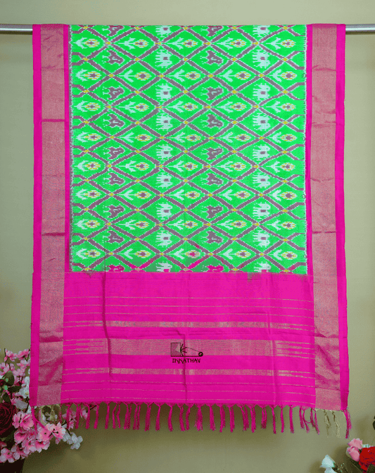 Green Pink Silk Dupatta