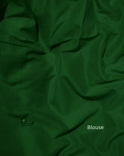 Navy Green Border Ikkat Saree