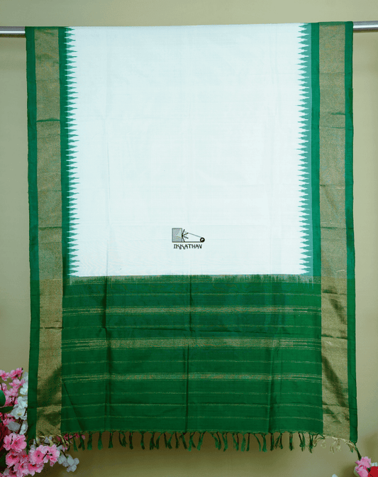 White Green Silk Dupatta