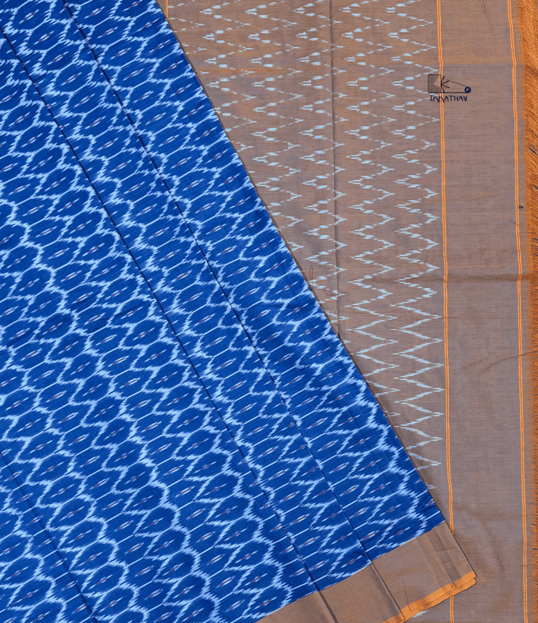 Royal Blue Motif Ikkat Saree