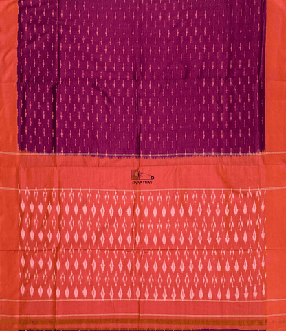 Magenta Coral Motif Ikkat Saree