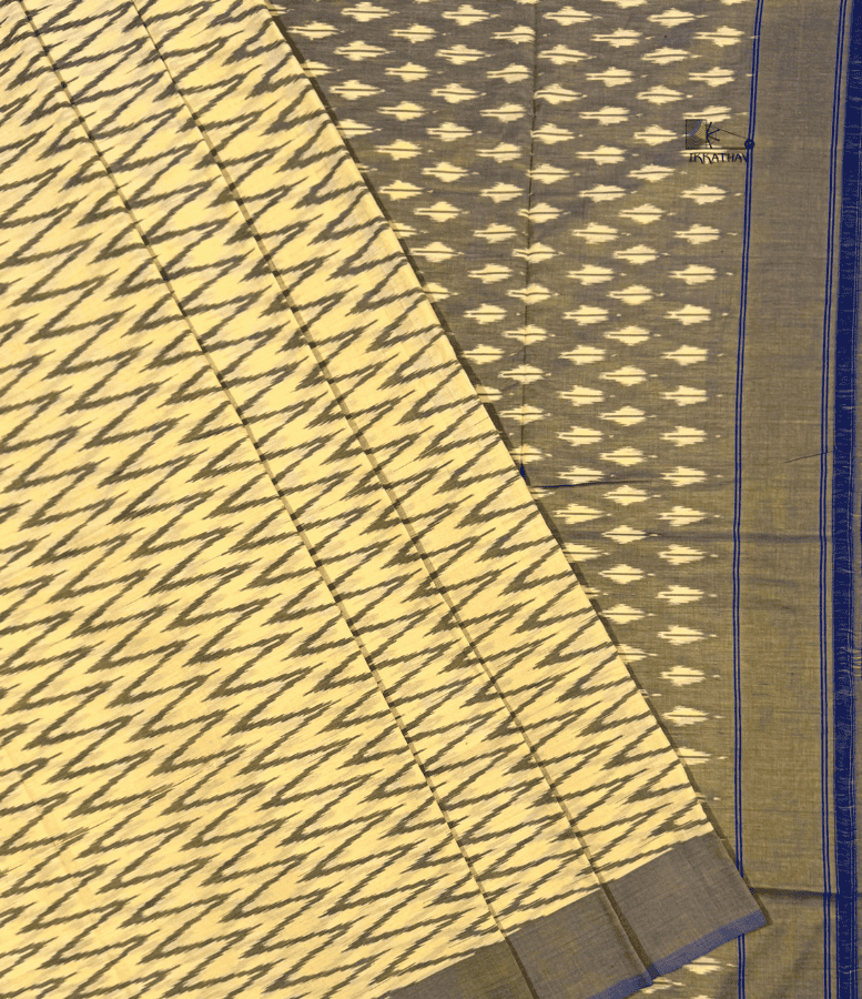 Mustard Brown Chevron Ikkat Saree