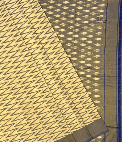 Mustard Brown Chevron Ikkat Saree