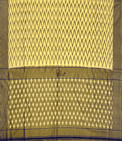 Mustard Brown Chevron Ikkat Saree