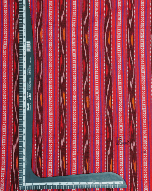 Crimson Pink Ikkat Stripe
