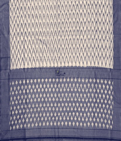 White Lavender Chevron Ikkat Saree