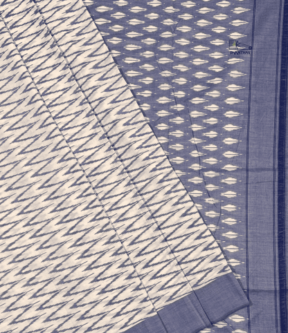 White Lavender Chevron Ikkat Saree
