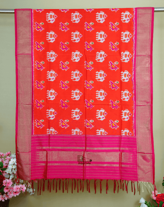 Red Pink Silk Dupatta
