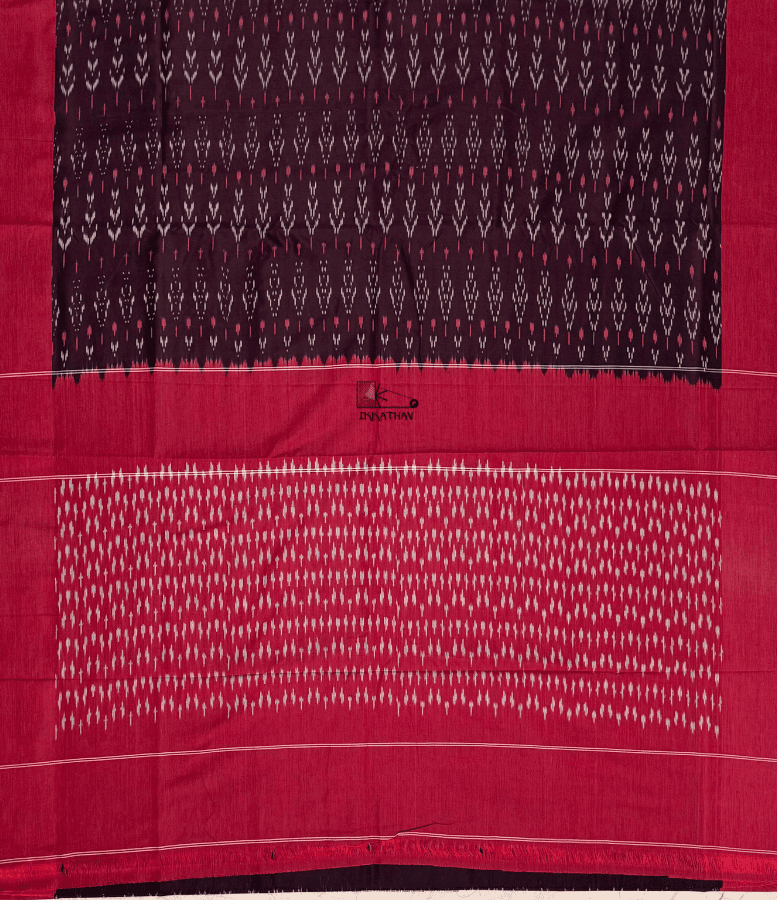 Charcoal Pink Chevron Ikkat Saree