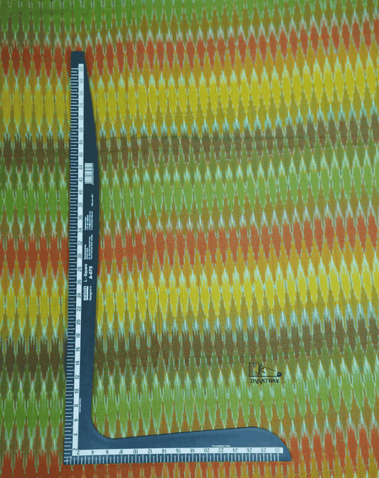 Olive Green Multi Color Zigzag