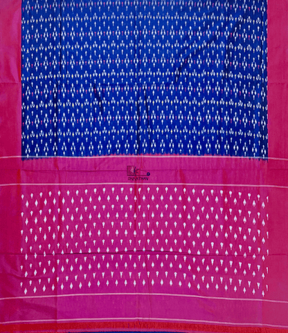 Royal Blue Pink Motif Ikkat Saree