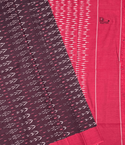 Charcoal Pink Chevron Ikkat Saree