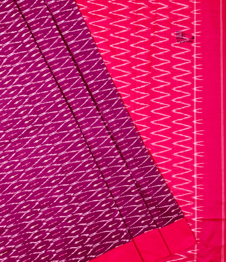 Magenta Pink Chevron Ikkat Saree