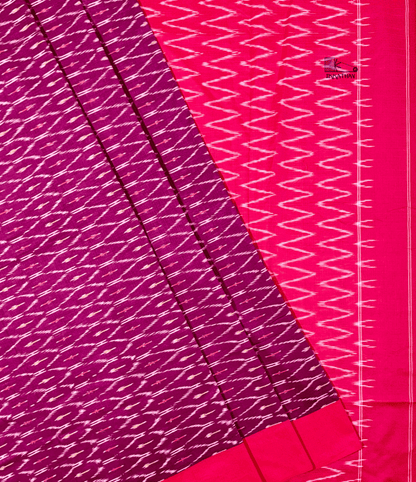 Magenta Pink Chevron Ikkat Saree