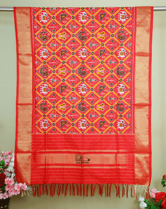 Red Orange Silk Dupatta