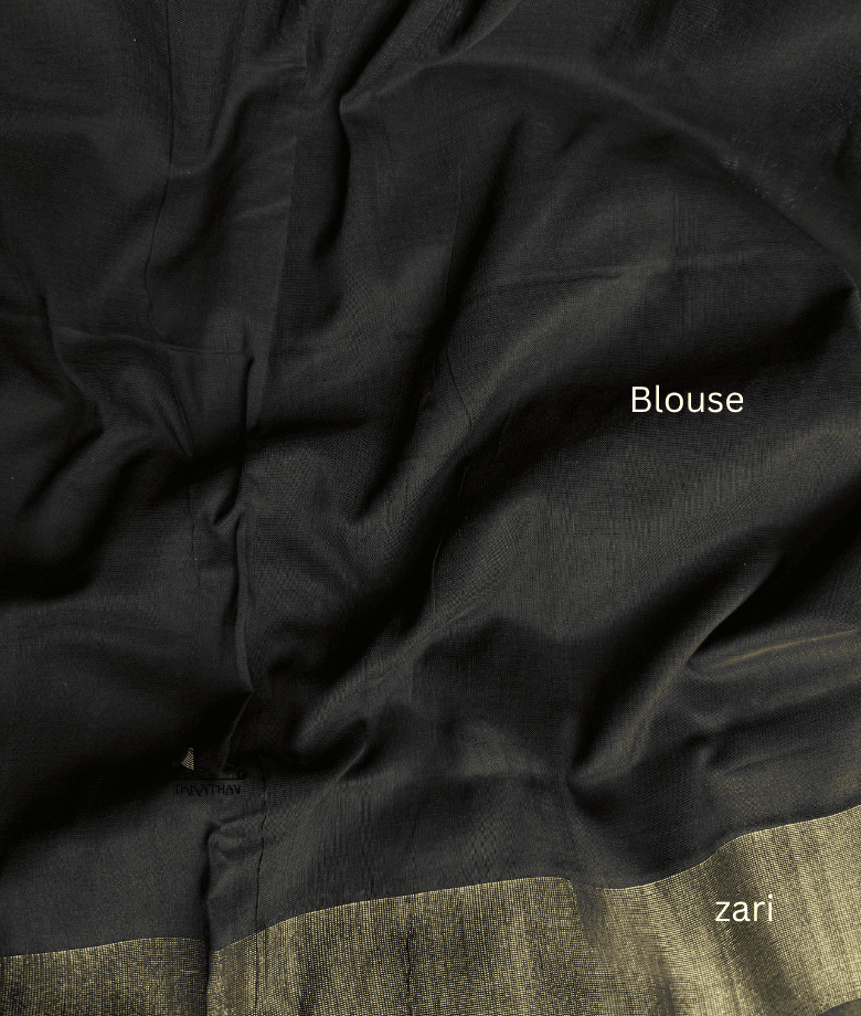 Black Ikkat Saree with Zari Border