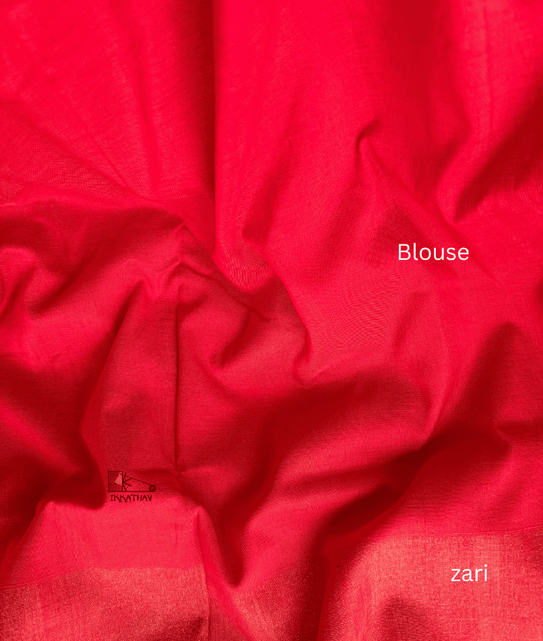 Red Ikkat Saree with Zari Border