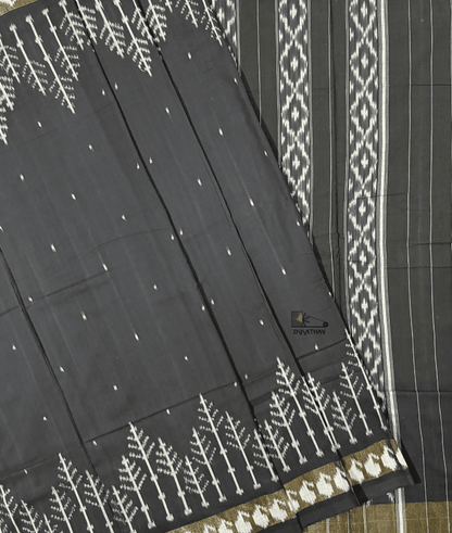 Black Ikkat Saree with Zari Border